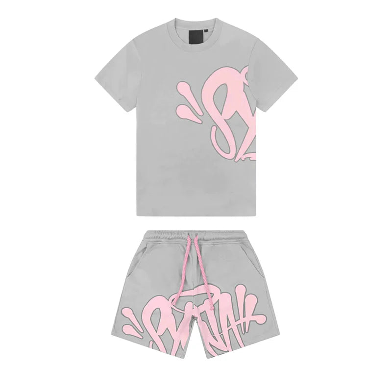 SYNA WORLD GREY AND PINK SHORT SET